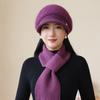 New Women Fashion Winter Warm Set K Letter Plush Fur Lined Warm Hats For Women Casual Rabbit Fur Blend Outdoor Dandy Knitted Cap