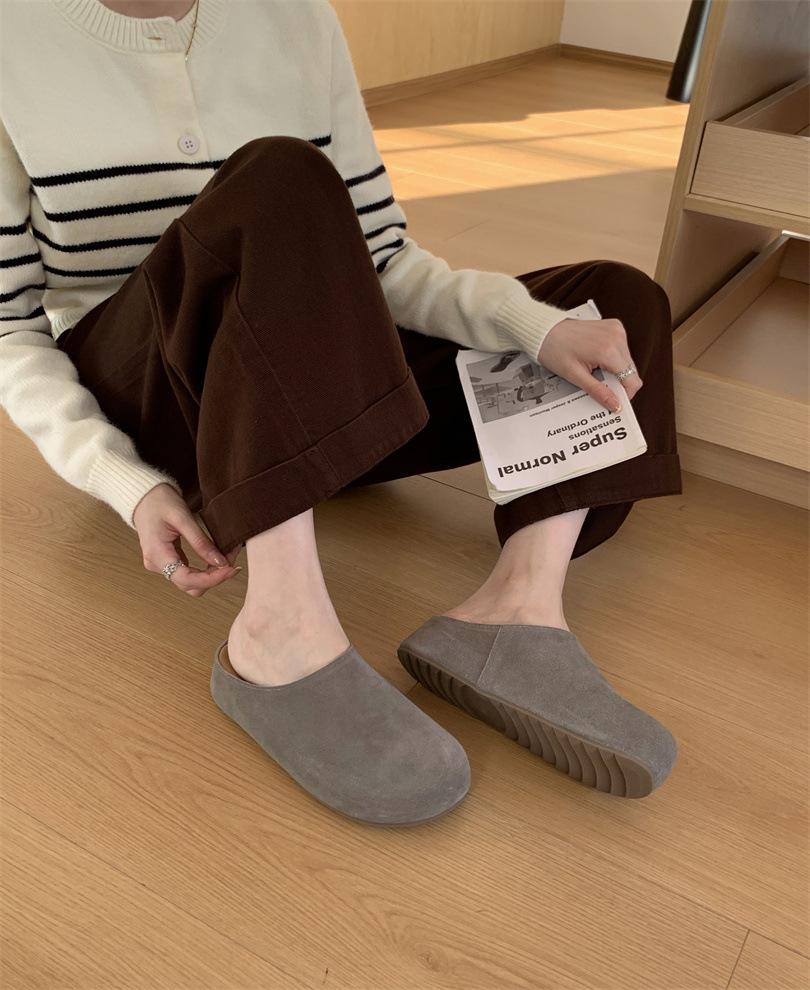 Soft bottom baotou half slippers women's 2025 new autumn meat girls versatile thick bottom beautiful sandals