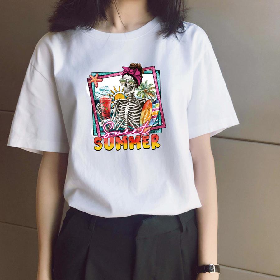 Creative Summer Skulls Patches For T-Shirt Dresses New Garment Accessory Diy Heat Transfer Washable Sticker On Clothes Hot