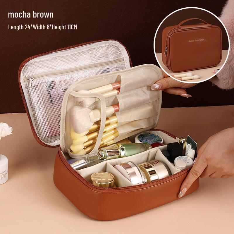 Waterproof Large-Capacity Cross-Border Makeup Bag with Detachable Partitions and Portable Handbag Design