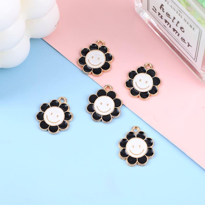 Colorful Smiley Sunflower Alloy Drip Oil DIY Jewelry Pendant Charms