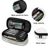 Pen Case Roomy Interior Easy Open Zipper Durable 300D Polyester with Mesh Pocket Removable Divider and Pen Slots for Classroom Use