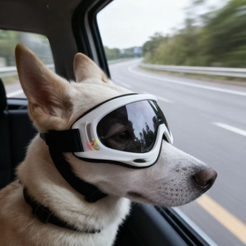 UV400 Anti-Fog Dog Goggles Adjustable Double Strap Windproof Dustproof Pet Sunglasses for Medium Large Dogs Riding Driving