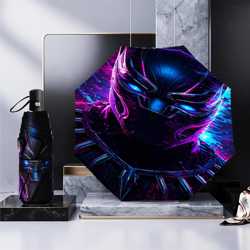 Black Panther Flight Umbrella Folding Umbrella, Automatic Umbrella 8-Frame for Travel, Camping Use Gift for Halloween Christmas
