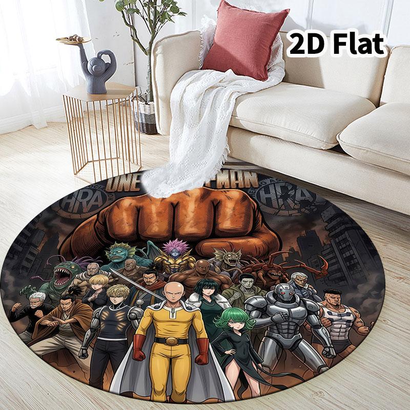 Onepunch Man Round Area Rug Carpet Rug For Living Room Bedroom Sofa Playroom Decor Nonslip Floor Mat