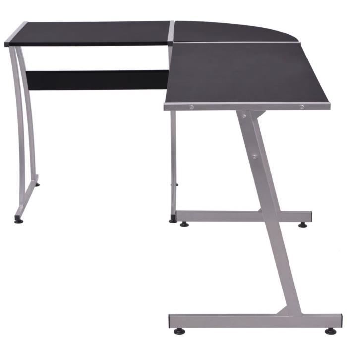 VidaXL Bureau d'angle en forme de L Noir 20132