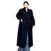 Women's Black Wool-Blend Thickened Coat - Autumn/Winter, Korean Style, High-End Loose Fit