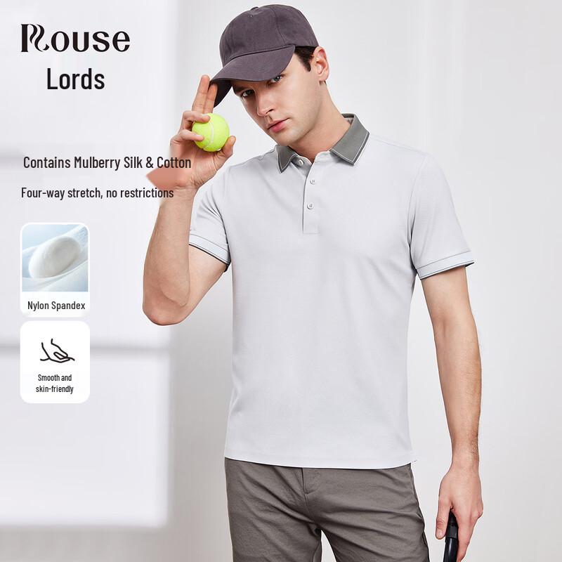 

LUOZI Men s 2026 Silk & Cotton Blend Short-Sleeve Polo Shirt L