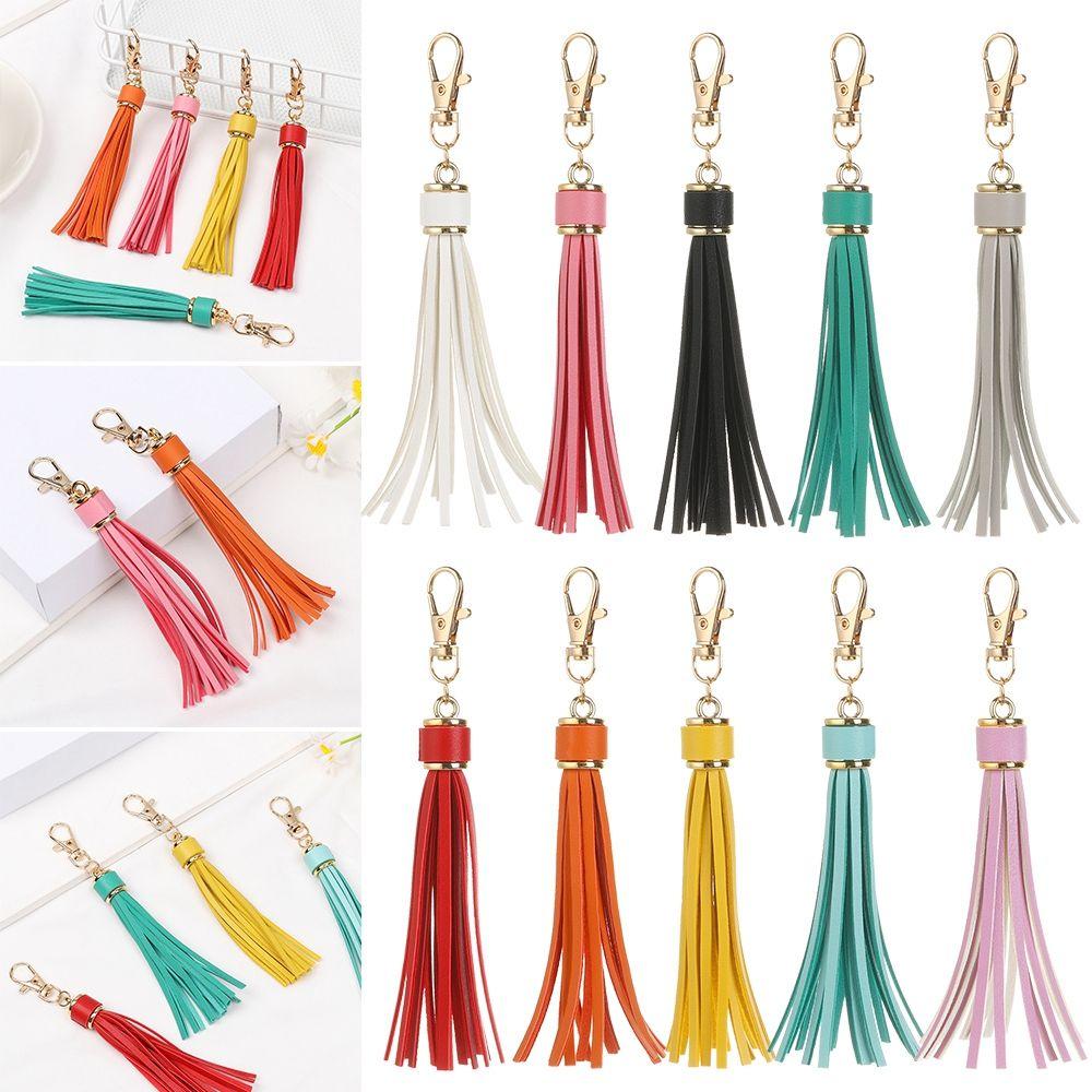 New Fringe Jewelry Women Cute KeyRing KeyChain Strap PU Leather Tassels Tassel Key Chain