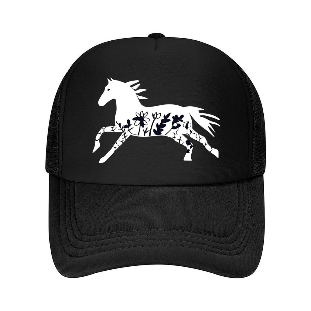 Retro Running Horse Unisex Adjustable Allseason Graphic Pattern Buckle Closure INFASHULE Mesh Baseball Cap