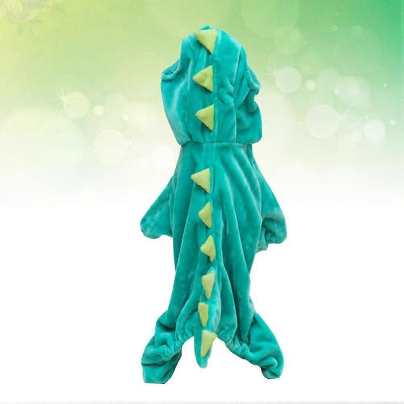 Green Dinosaur Costume For Pets Size L 2Pcs Comfortable Four- For Parties And Daily Use