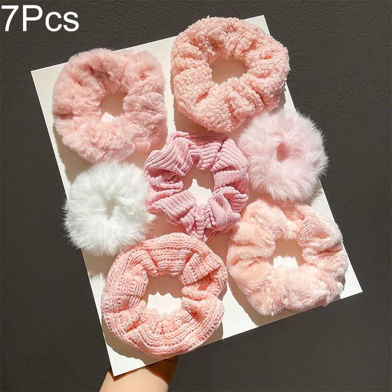 

7Pcs/Set Hair Band Hair Accessories Hair Scrunchies Solid Color Women for Girls Velvet Ponytail Holder 7pcs