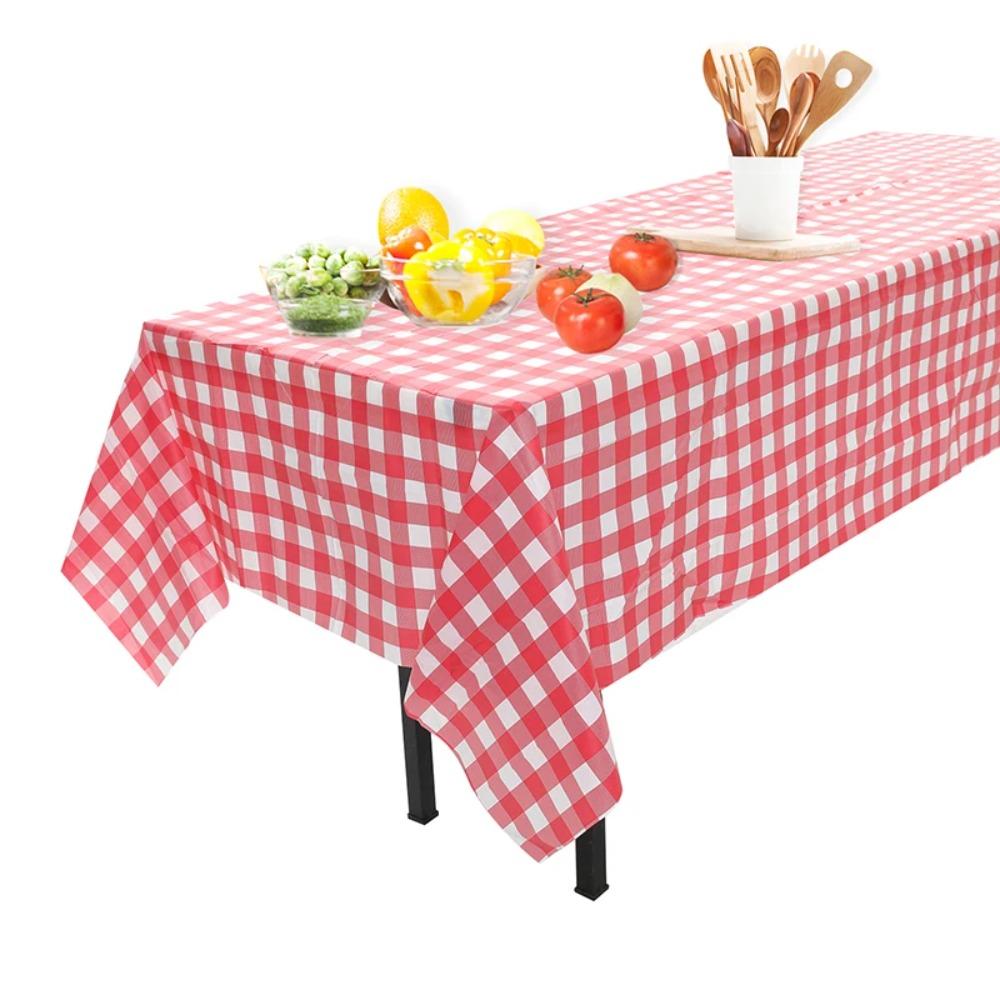 2pcs Waterproof Plaid/Stripes Disposable Tablecloth Oil Proof Desktop Decoration  Birthday