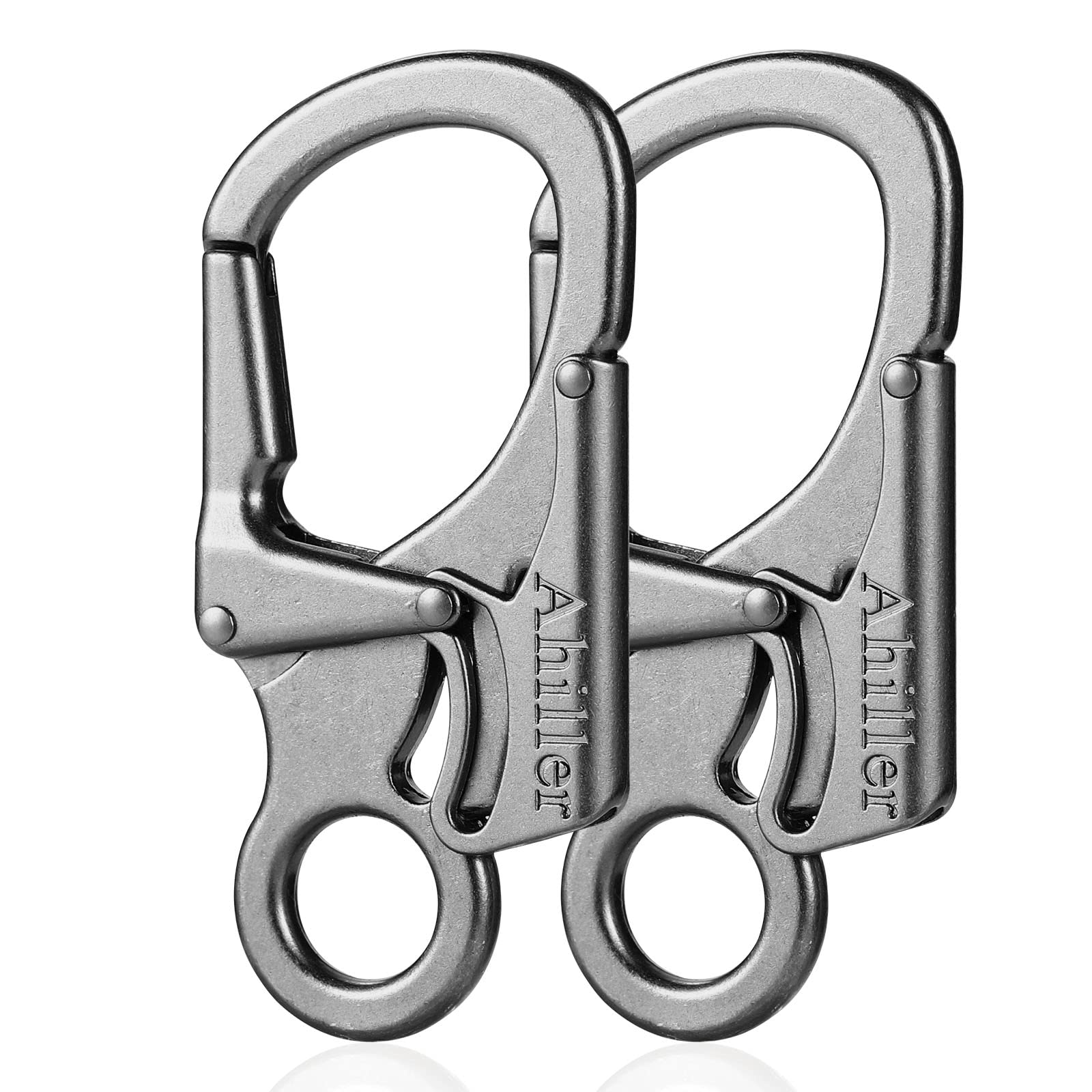

Ahiller Carabiner Keychain with Double Locking 100kg Weight Lightweight and Durable Zinc Alloy Construction for Outdoor and Coating Gray Anti-theft