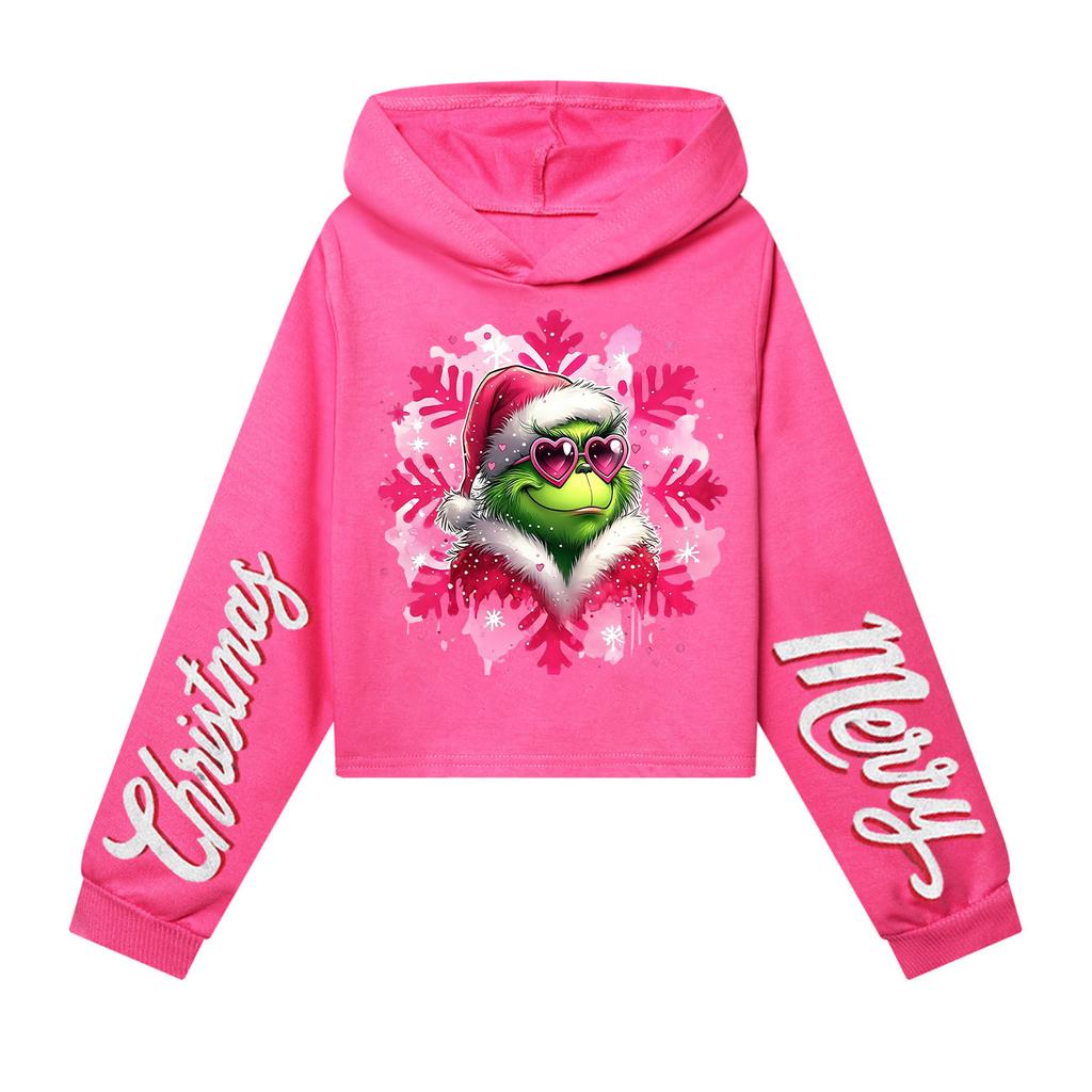 Kids' Casual Fashion Christmas Printed Long Sleeve Hooded Sweatshirt (No Drawstring)