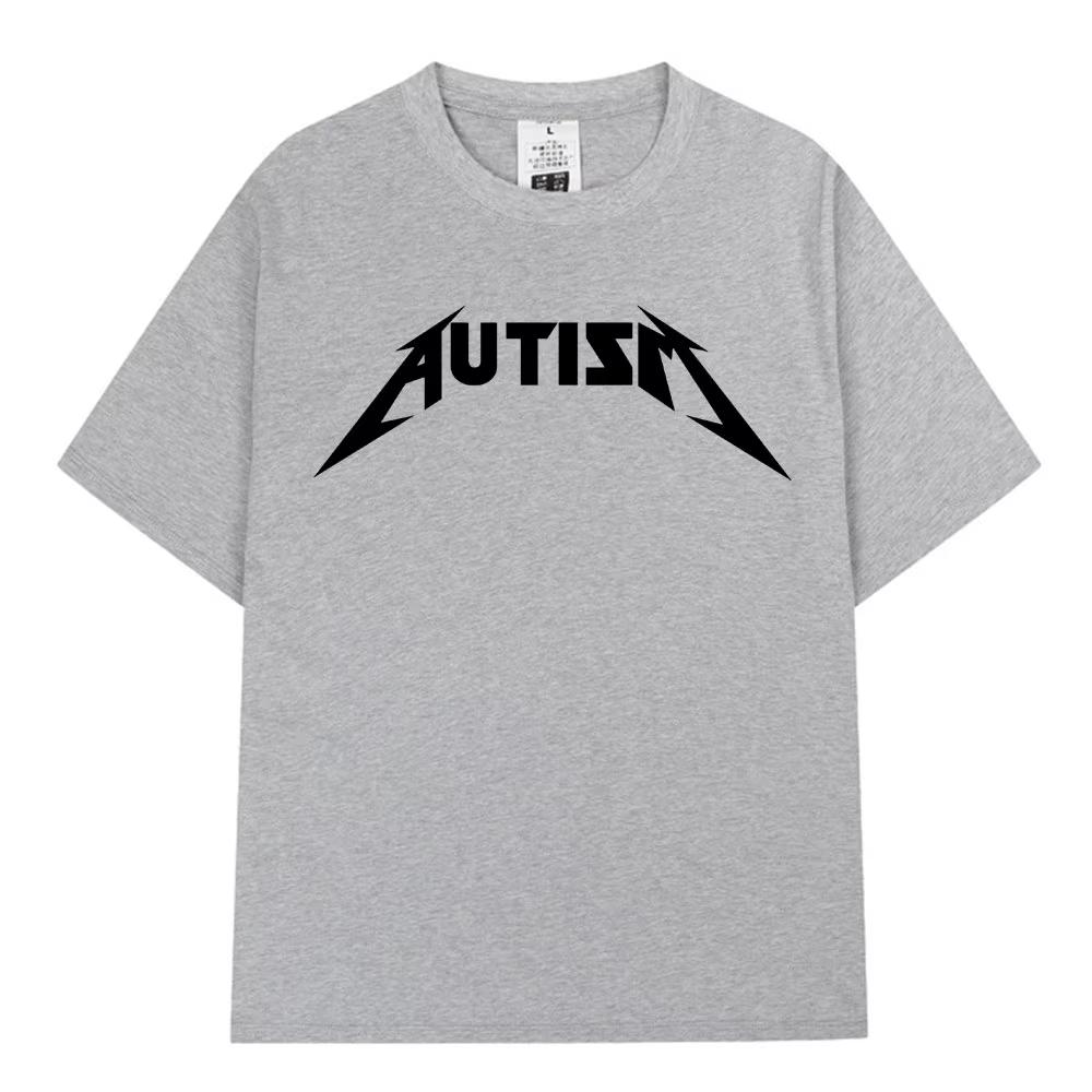 2026 Hot Sale Autism Metal Rock Meme T-shirt Men Women Fashion Hip Hop Short Sleeve Oversized T-shirts Cotton Comfort T Shirts Streetwear Tee Tops