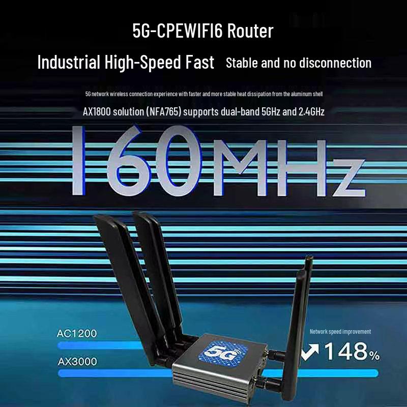 Industrial Grade Dual-Band AX3000 WiFi6 Router: High-Speed 5G CPE, Enhanced Wall Penetration & Efficient Heat Dissipation.
