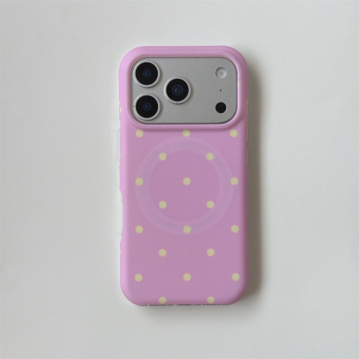 

Round Edge Magnetic Polka Dot iPhone 14/13 Case, Compatible with Apple 17/16/15 PROMAX, Drop-Proof Design. iPhone 16