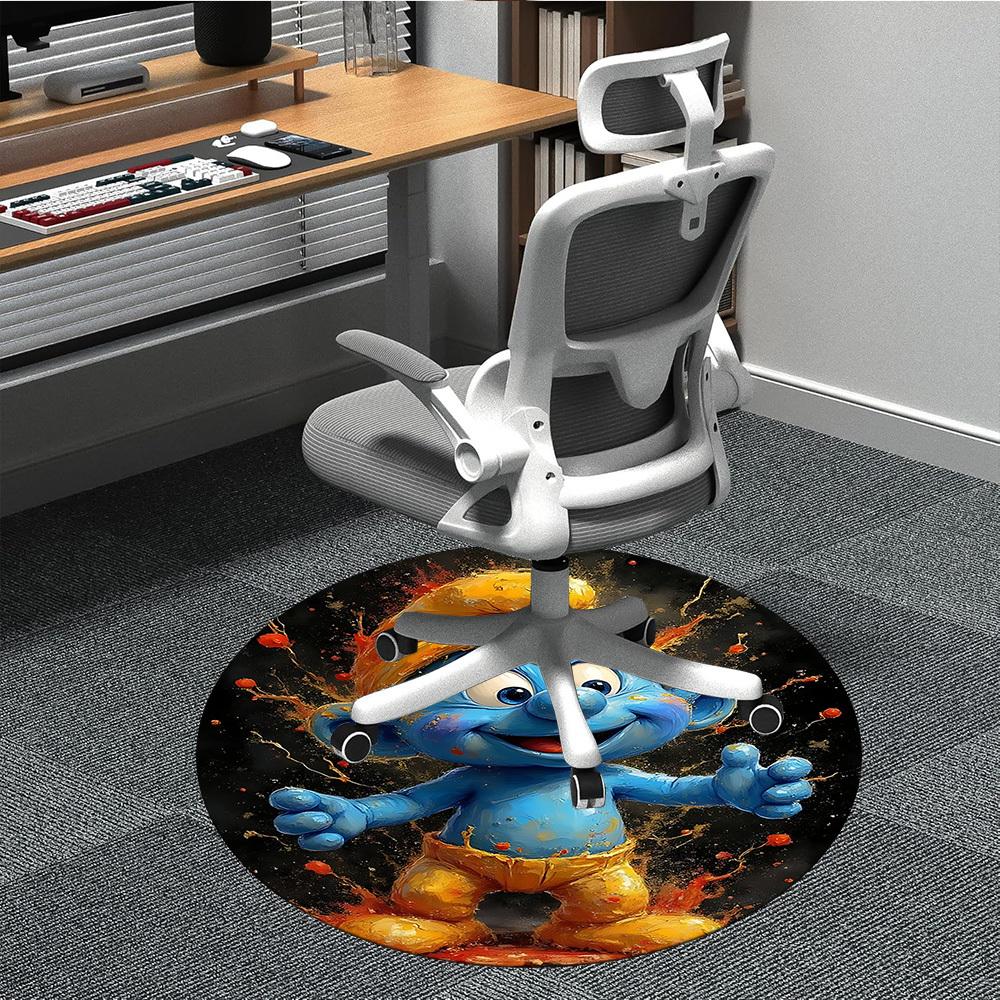 

1pc Smurf Bloom Office Round Area Rug, Indoor Mat Suitable For Office, Bedroom Living Room Home Decor, Room Deco, Offic a0928220 80cm by 80cm