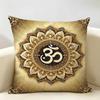 Luxury Golden Mandala Om Cushion Cover Natural Linen Organic Fabric DoubleSided Printing Room Sofa Decor Pillow Case