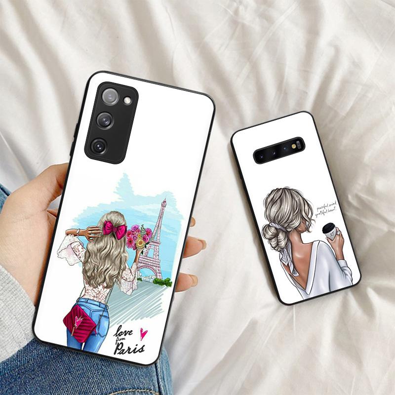 For Samsung S22 5g-deksel Soft Girl Boss Art-deksel til Samsung Galaxy S21 S20 Fe S10 Plus Note 20 Ultra 10 Lite 9 8 telefondeksel