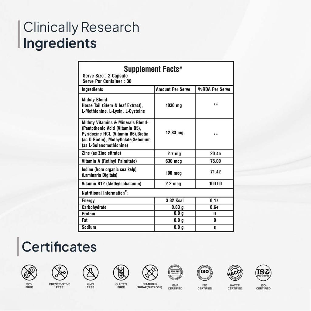 Complément pour les cheveux (60 casquette), Épaissir & Pousser, Miduty