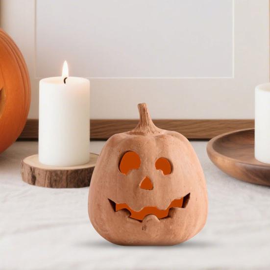 Hollow Pumpkin Ornament Halloween Jack O' Lantern Fall Decor Farmhouse Table Centerpiece for Home Festival Porch Mantel Room Decoration