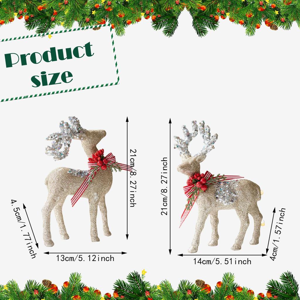 2 Pieces Christmas Reindeer Statues Animal Sculptures Ornament for Home