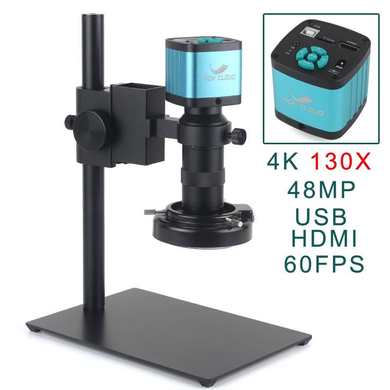 48MP 4k HDMI VGA průmyslový digitální videomikroskop, monokulární 130x zoom C montážní objektiv pro opravy a svařování
