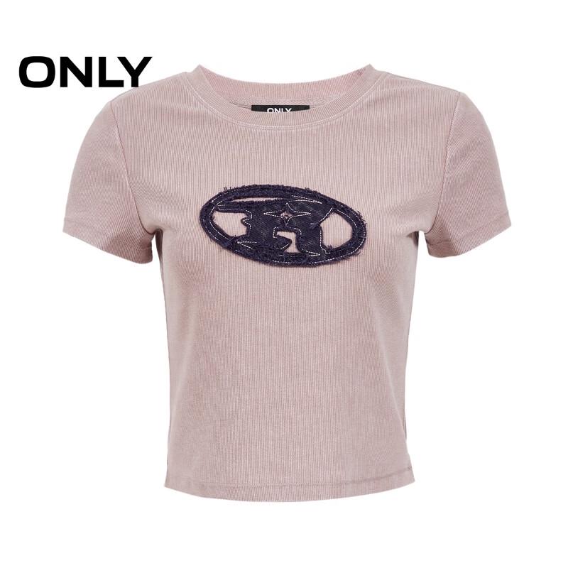 ONLY Women's Slim Fit Round Neck Cropped T-Shirt