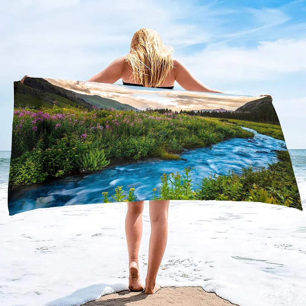 Oversized Beach Towel Grassland Extra Large Soft Pool Swim Travel Towels Blanket for Adult Women Men Camping Chair Cover Gift