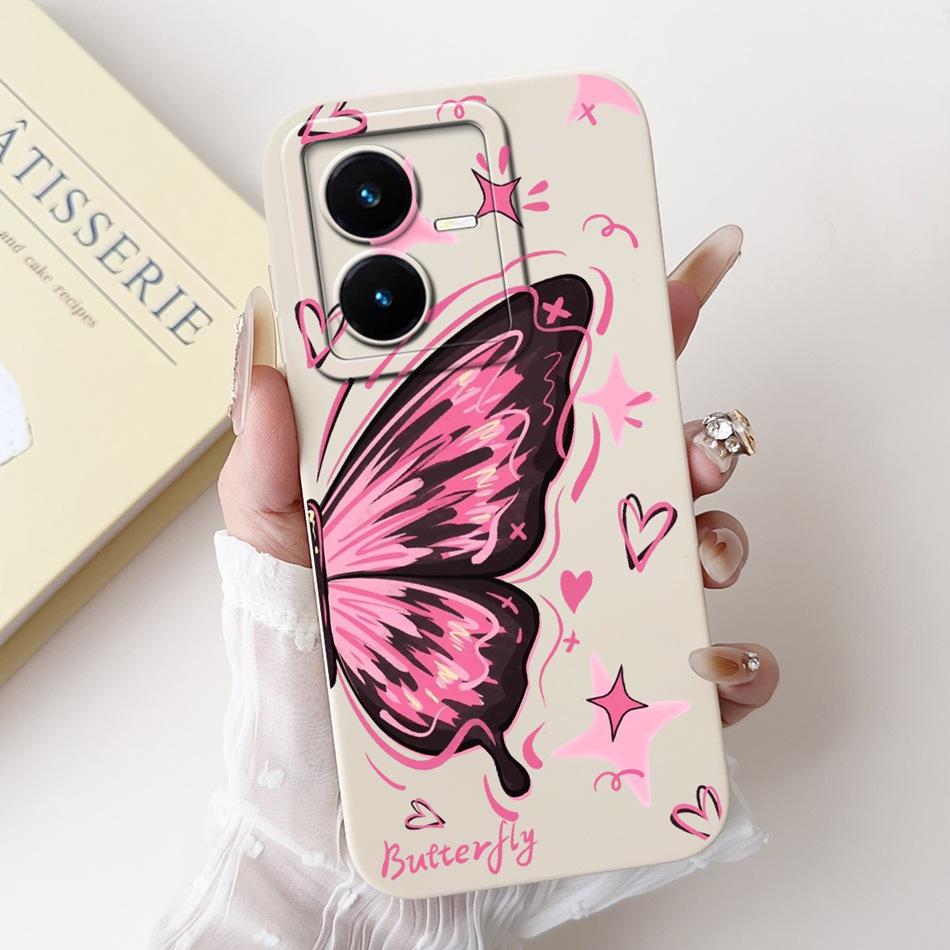 For Vivo Y22 Y22s Y22t Phone Case Vivo V2206 V2207 Y22 Y22s Y22t Elegant Floral Cat Painted Soft Silicone Shockproof Cases