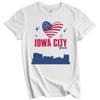 Iowa City Iowa Skyline American Flag Heart 4th of July T-Shirt