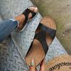 2024 Summer New Women's Shoes Fashionable Large Size Beach Shoes Solid Color Open Toe Wedge Heel Roman Women's Slippers