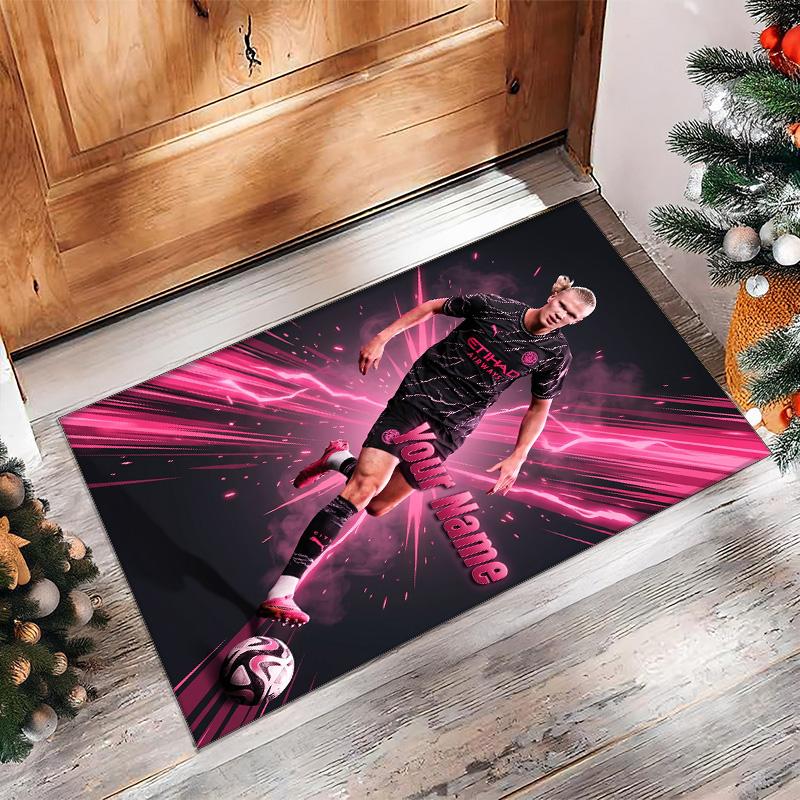 Erling Haaland Printed Crystal Velvet Rug Non‑Slip Crystal Velvet Carpet For Sofa Bedroom Indoor Home Decoration