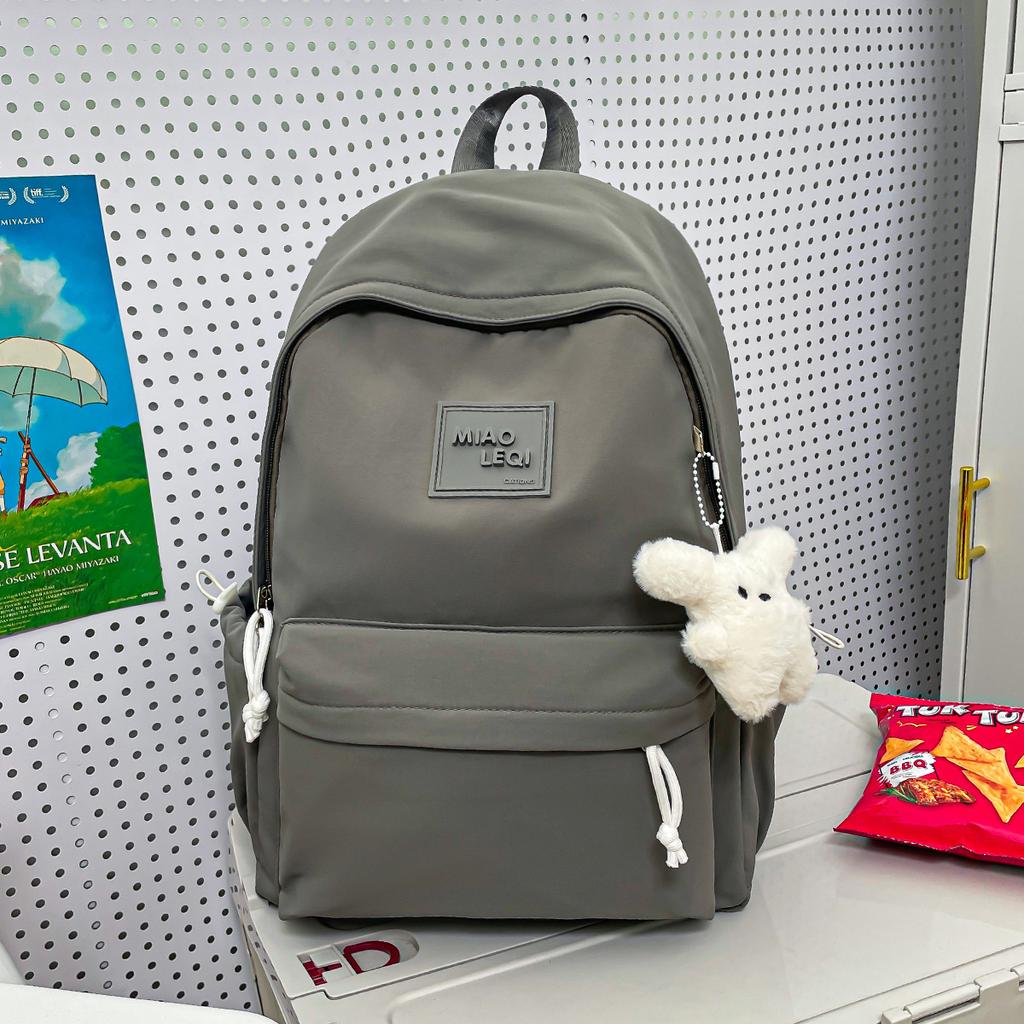 Schoolbag large capacity solid color backpack women's simple lightweight high-end school bag Korean version of junior high school students fashion 