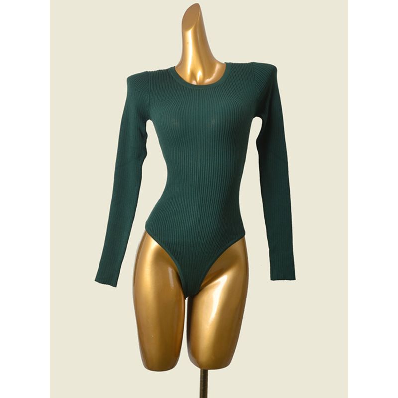 Fashion Sexy Knitting Long Sleeves T-shirt Triangle Jumpsuit Spring Sexy Inner Match Slimming T-Shaped Bottoming Shirt for Women