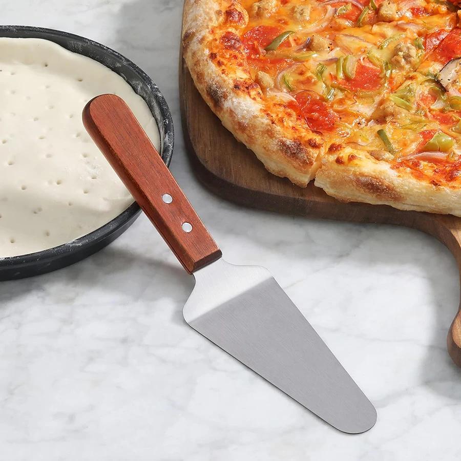 Edelstahl Pizzaheber Pizza Spatel mit rutschfestem, hitzebeständigem Griff zum Backen im Pizzaofen, für die Heimküche