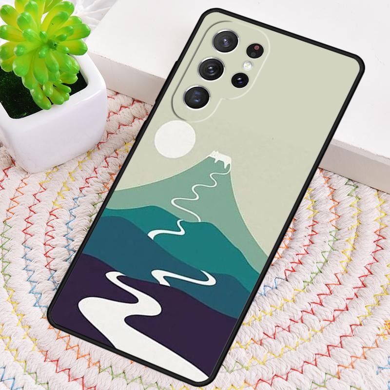 Cat Mount Fuji Japan Wave Landscape Soft Phone Case for Samsung Galaxy Note 10 Pro S26 Ultra S23 S24 FE S25 S21 S22 PLUS Cover