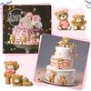 6 Pcs 3D Bear Cake Toppers Bear Cake Decorations Baby Shower Party Favors Home Ornaments for Baby Shower Birthday Party Cake Supplies Boys Girl