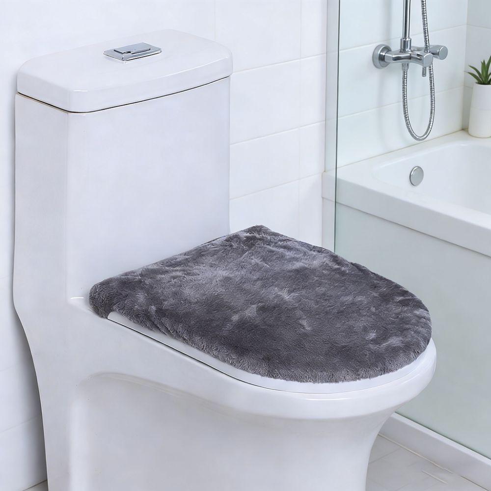 Solid Color Toilet Seat Cover Thickened WC Cover Easy Install Toilet Lid Cover  Bathroom Decorative