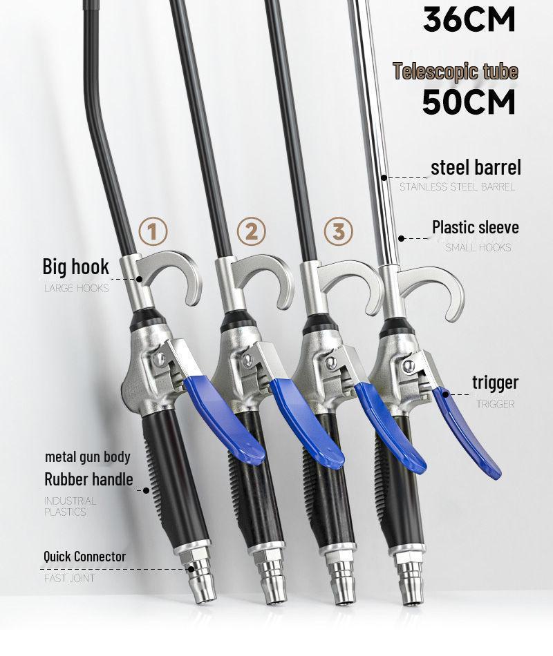 Non-slip Rubber Handle Alloy High-Pressure Air Blow Gun for Dust Removal