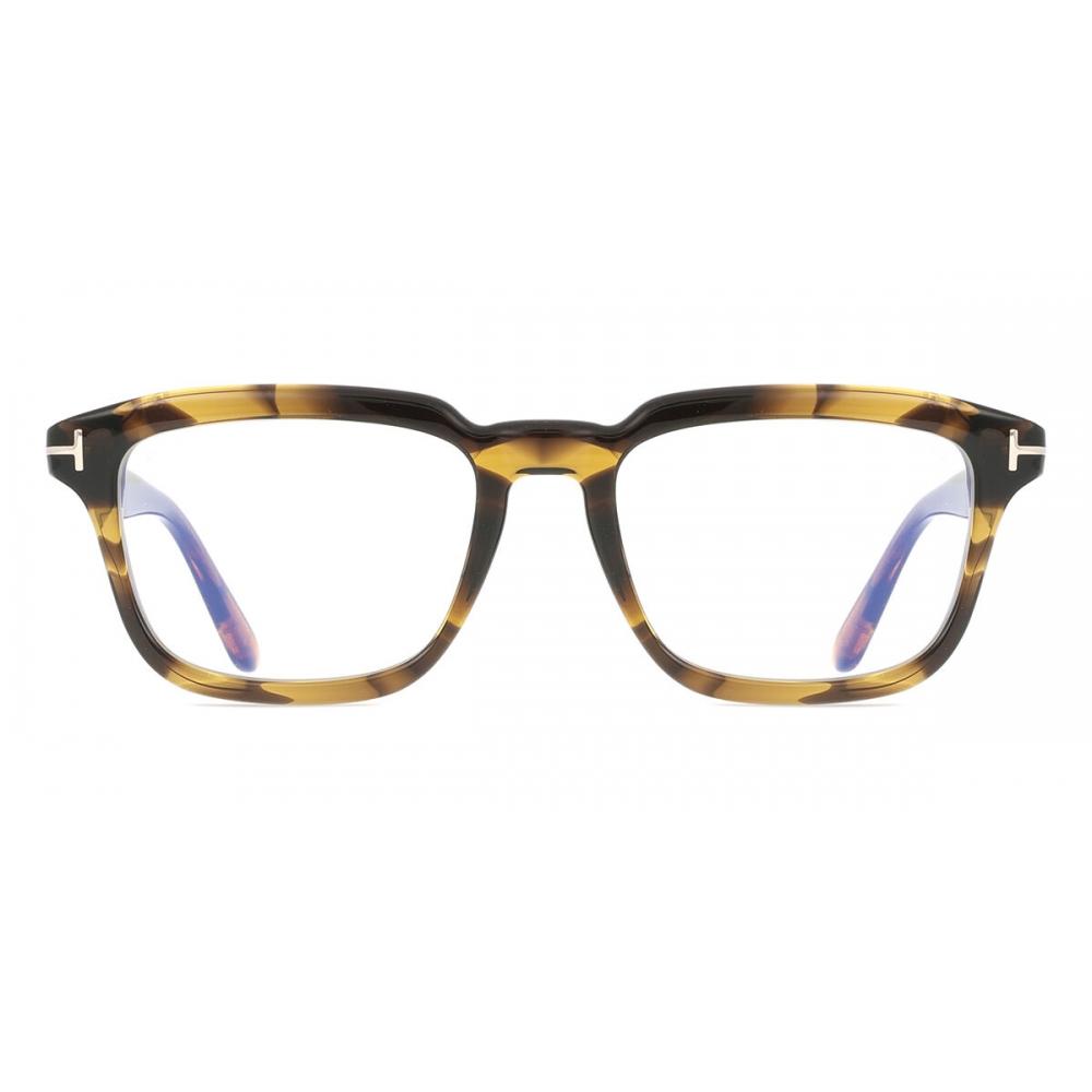Очки для мужчин Tom Ford Ft6032 B с защитой от синего света 056 Striped Yellow Tortoise/52-19-145 black