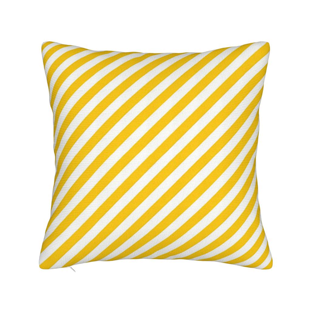 Summery Lemon Yellow and White Stripes Pillow Cover Comfy Cushion Cover Funny Pillow Case For Living Room Bed Chair