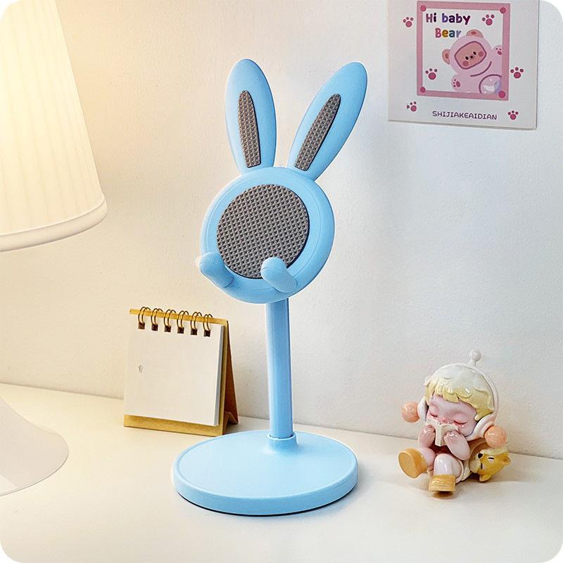 Rosa Telefonhalter Desktop-Handyständer für iPhone 13 14 Samsung Smartphone Einstellbar Schöne Kaninchen Cartoon Tischstütze