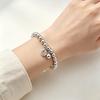 Sterling Silver999Bracelet with Fortune Charm, Pure Silver Fortune Beads, Round Shiny Beads, Non-fading Jewelry, Birthday Gift for Girls