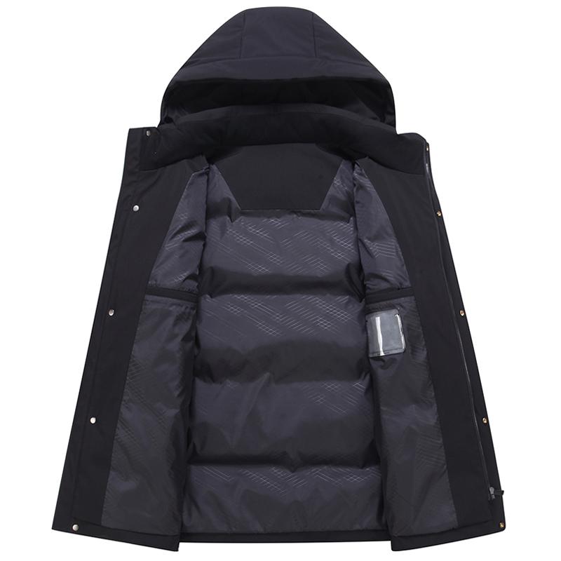 Winter Puffer Jacket Men New Plus Size Middle Aged Men's Feather Coats Hooded Thick Warm 90% White Duck Down Parkas