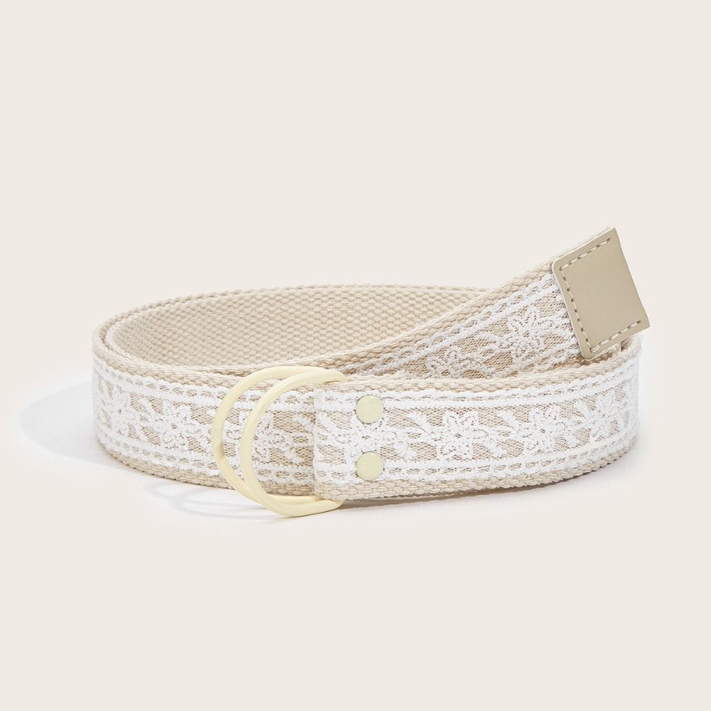 Fashion Punk Style Floral Lace Waist Belt All-match Linen-cotton Women's White Belt Y2k Casual Waist Strap Women Accessory