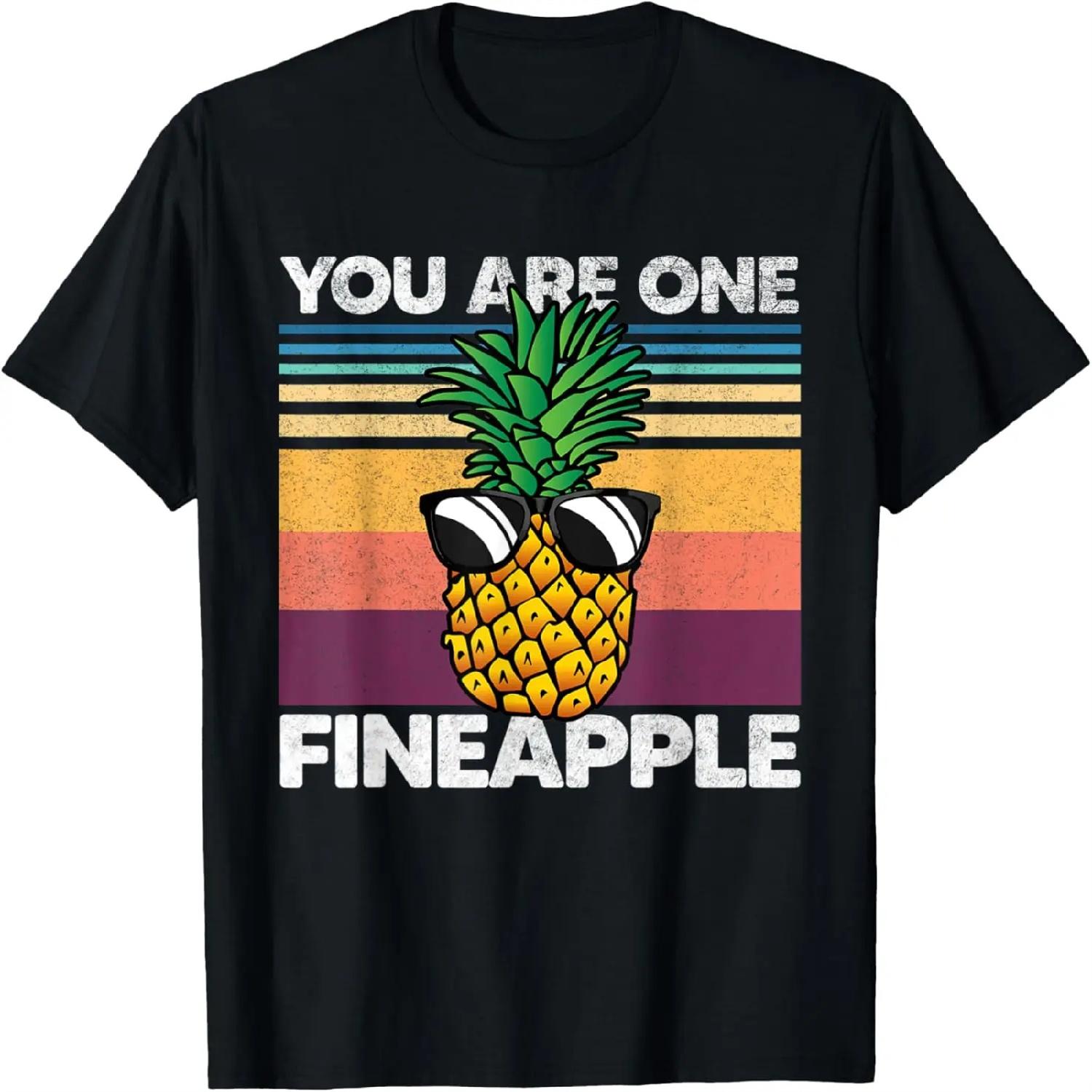 Retro 90s You Are One Fineapple funny Pineapple fruit T-Shirt S