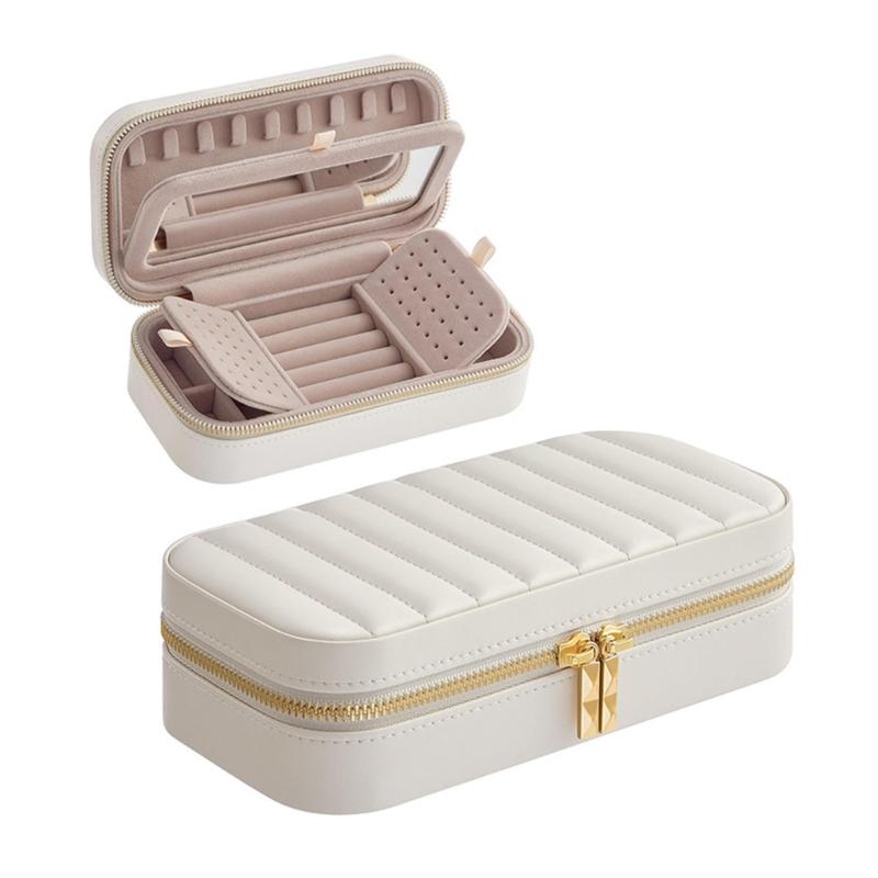 Schmuckkasten aus PU-Leder Zubehör-Organizer mit weichem Samt-Innenfutter Aufbewahrungskoffer für Ohrringe Armbänder Halsketten